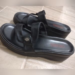 Black leather Harley Davidson sandals